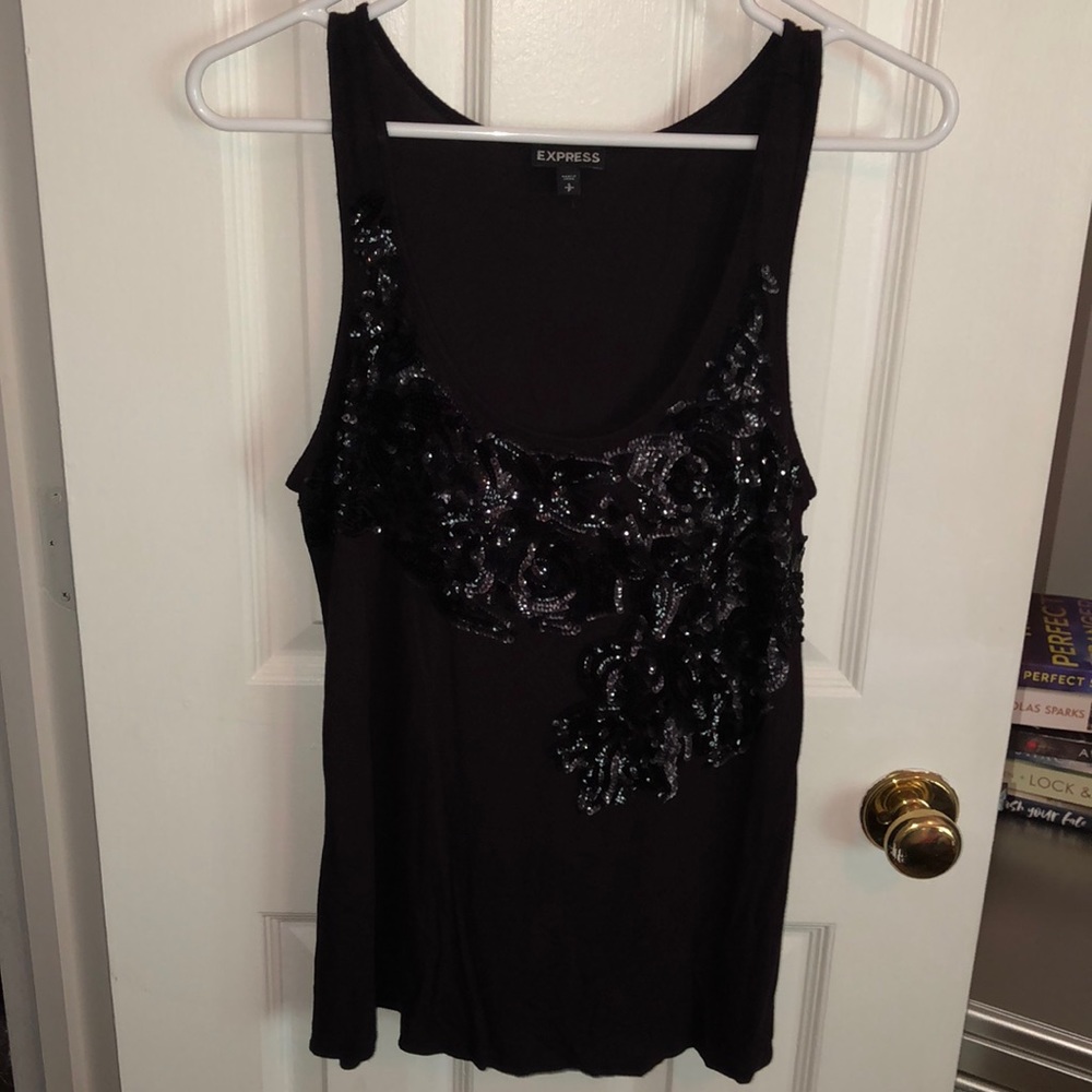 Black sequined tank top